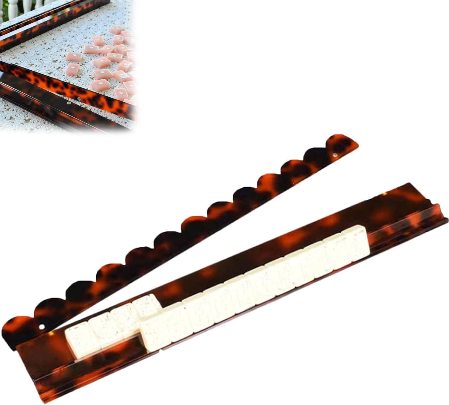 Tortoise Shell Mahjong Rack & Pusher Set, Smart Storage Mahjong Racks ...
