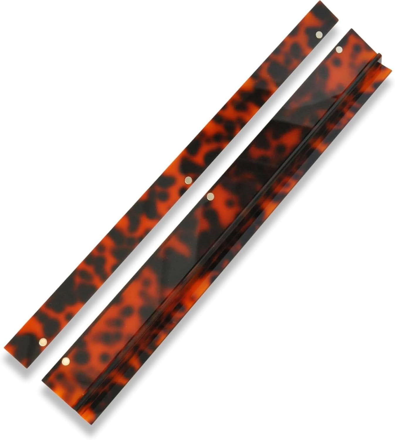 Tortoise Shell Rack & Pusher Set,Magnet American Mahjong Tile Rack and Magnetically Attached Pushers Painted Tile Holders for Players Gift Family Game Night,17 Inch Length