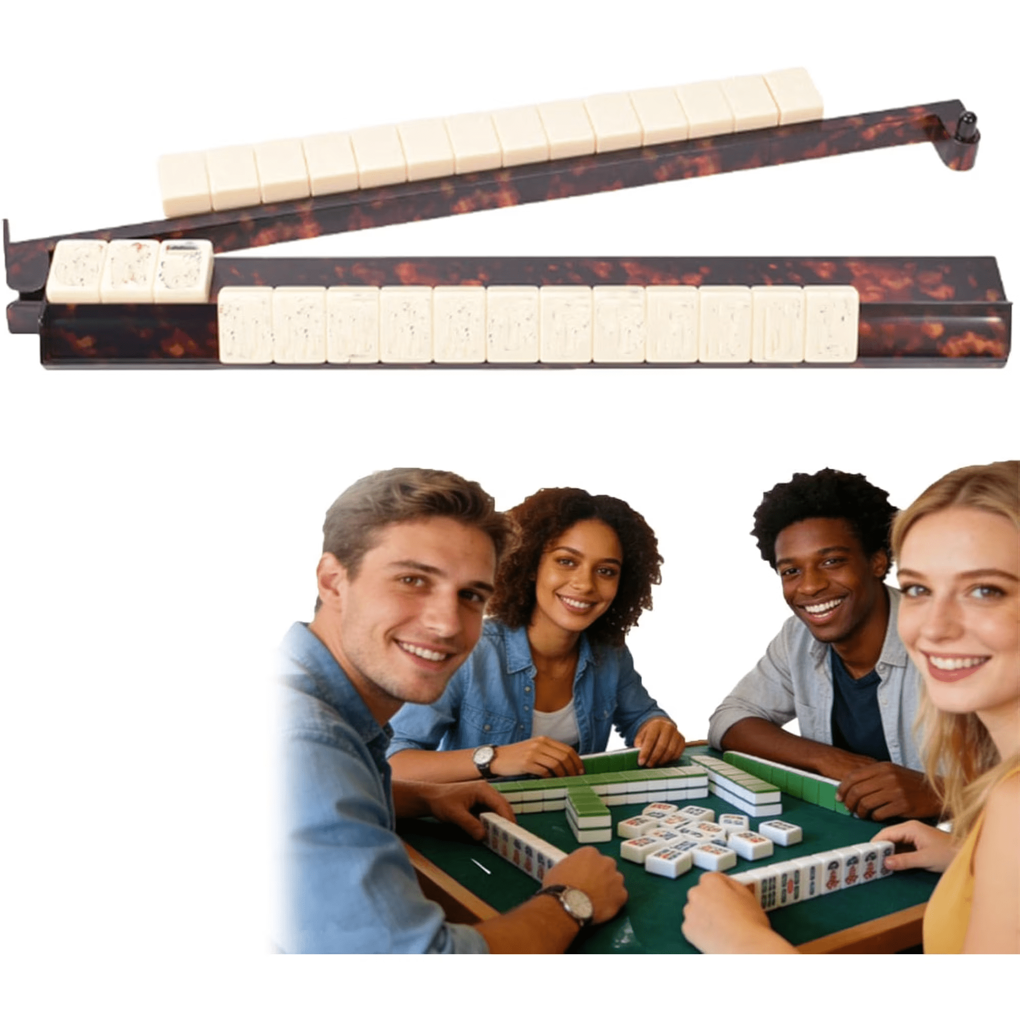 Tortoise Shell Rack & Pusher Set, Tortoise Shell Acrylic Mahjong Rack ...