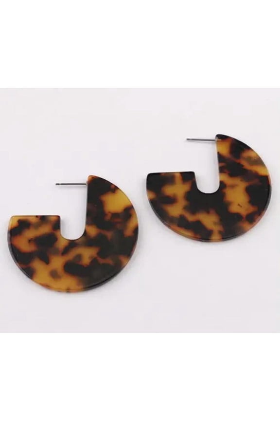 Tortoise Shell Round Disc Statement Hoop Earrings for Women Summer Jewelry