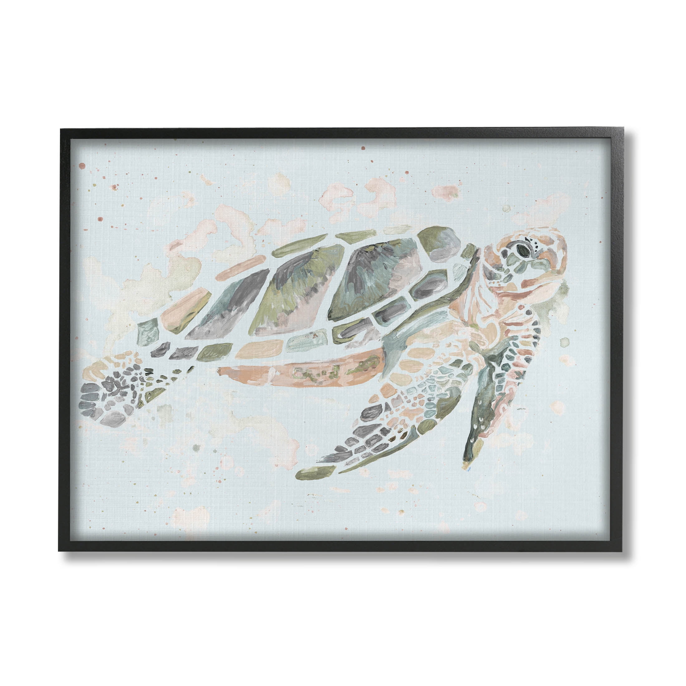 Black Framed Tortoise Swimming Underwater Art Print, 14" x 11"