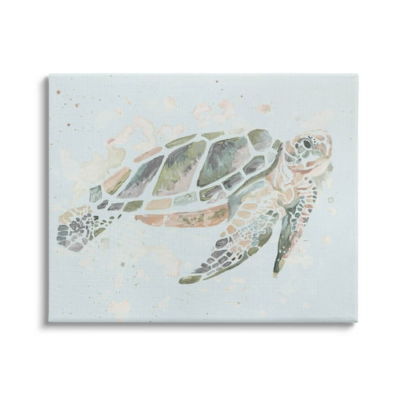 Tortoise Swimming Underwater Bubbles Animals & Insects Graphic Art Gallery Wrapped Canvas Print Wall Art