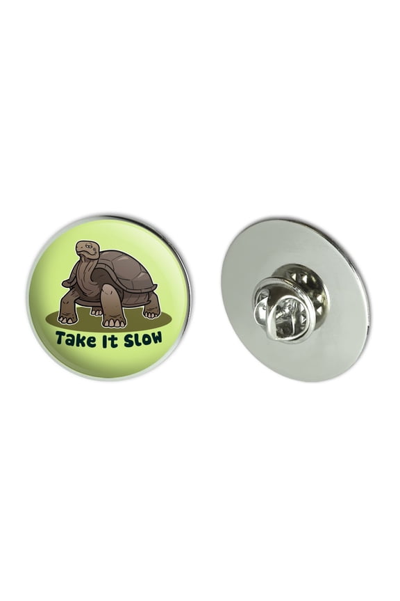 Tortoise Take It Slow Turtle Metal 1.1" Tie Tack Hat Lapel Pin Pinback