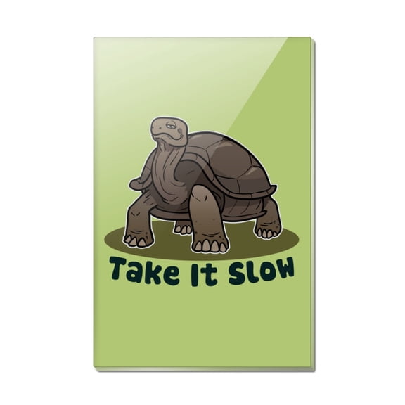 Tortoise Take It Slow Turtle Rectangle Acrylic Fridge Refrigerator Magnet