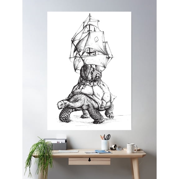 Tortoise Travel Poster Wall Art, Modern Wall Decor For Living Room Bedroom, 24x36 UNFRAMED
