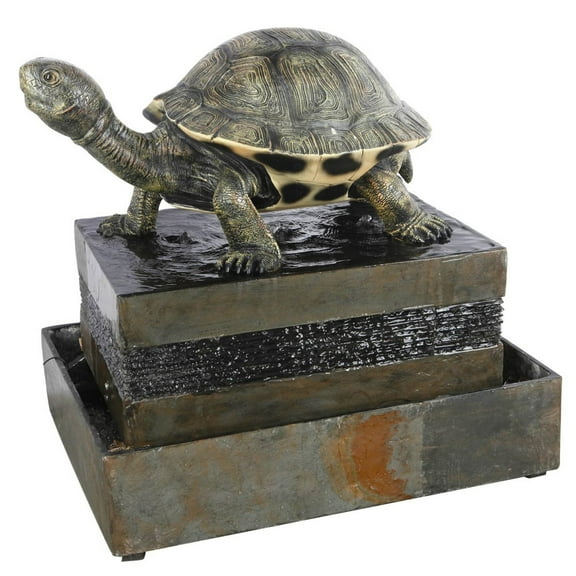 Tortoise Treasure Fountain - 19" x 19" x 46.5" - Grey