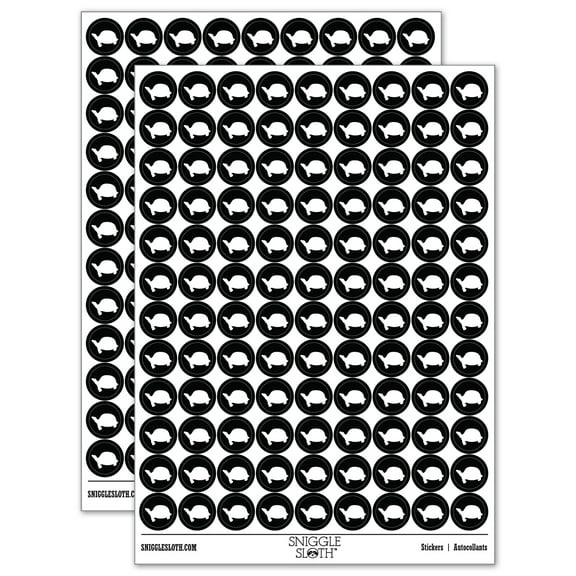 Tortoise Turtle Solid 200+ Round Stickers - Black - Matte Finish - 0.50" Size