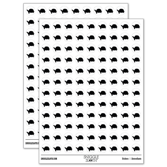Tortoise Turtle Solid 200+ Round Stickers - White - Gloss Finish - 0.50" Size