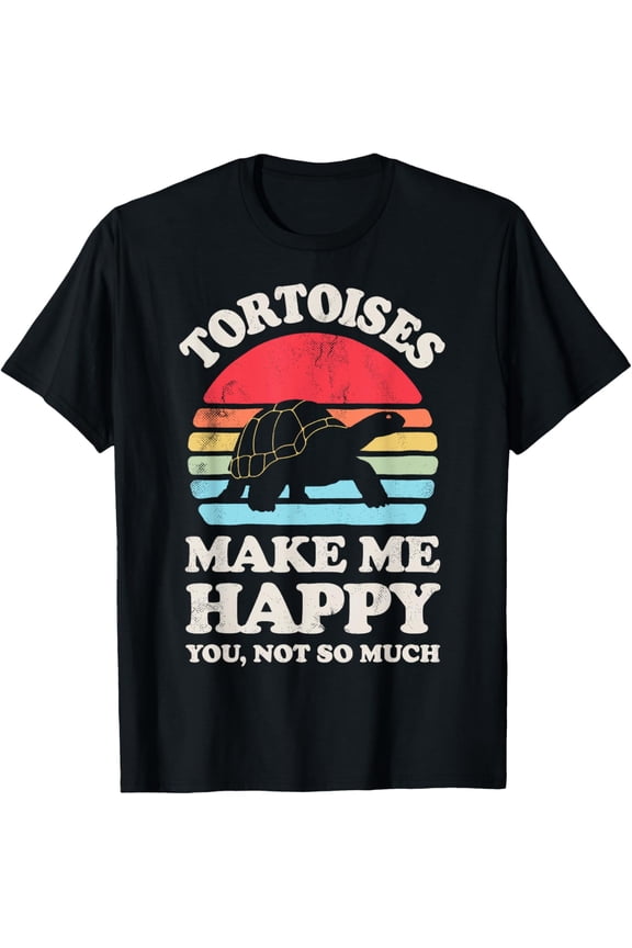 Tortoises Make Me Happy Funny Tortoise Turtle Reptile Retro T-Shirt