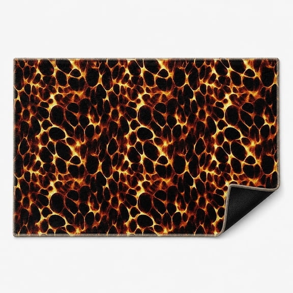 Tortoiseshell Animal Print Doormat, Non-Slip Low-Pile Entryway Floor Mat, Amber Gold Leopard Cheetah Print Welcome Mat for Front Door & Indoor Use