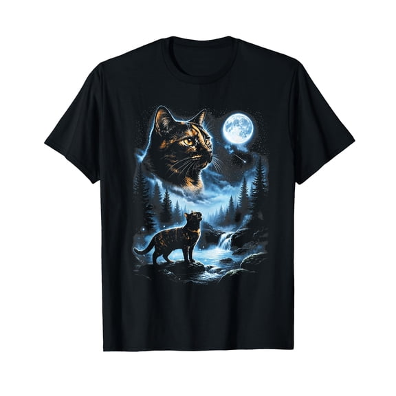 Tortoiseshell Cat Howling At Moon Celestial Parody Design T-Shirt