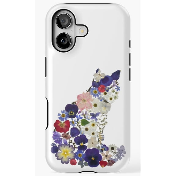 Tortoiseshell Cat Pressed Flower Phone Case for iPhone 11 12 13 14 15 16 17 Pro Max