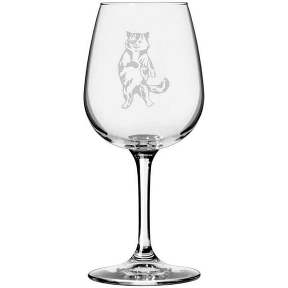 Tortoiseshell Front View Cat Themed Etched All Purpose 12.75oz Libbey Wine Glass
