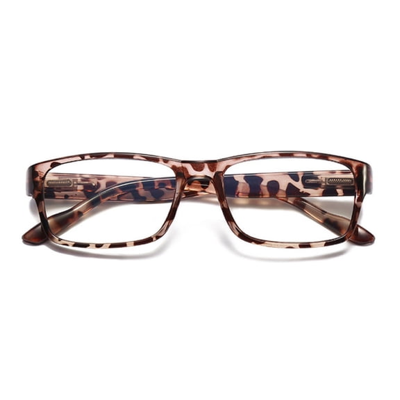 Tortoiseshell Rectangle Reading Glasses 3.50, Trendy Spring Hinge Presbyopic Glasses for Men and Women, Blue Light Blocking Readers +3.50