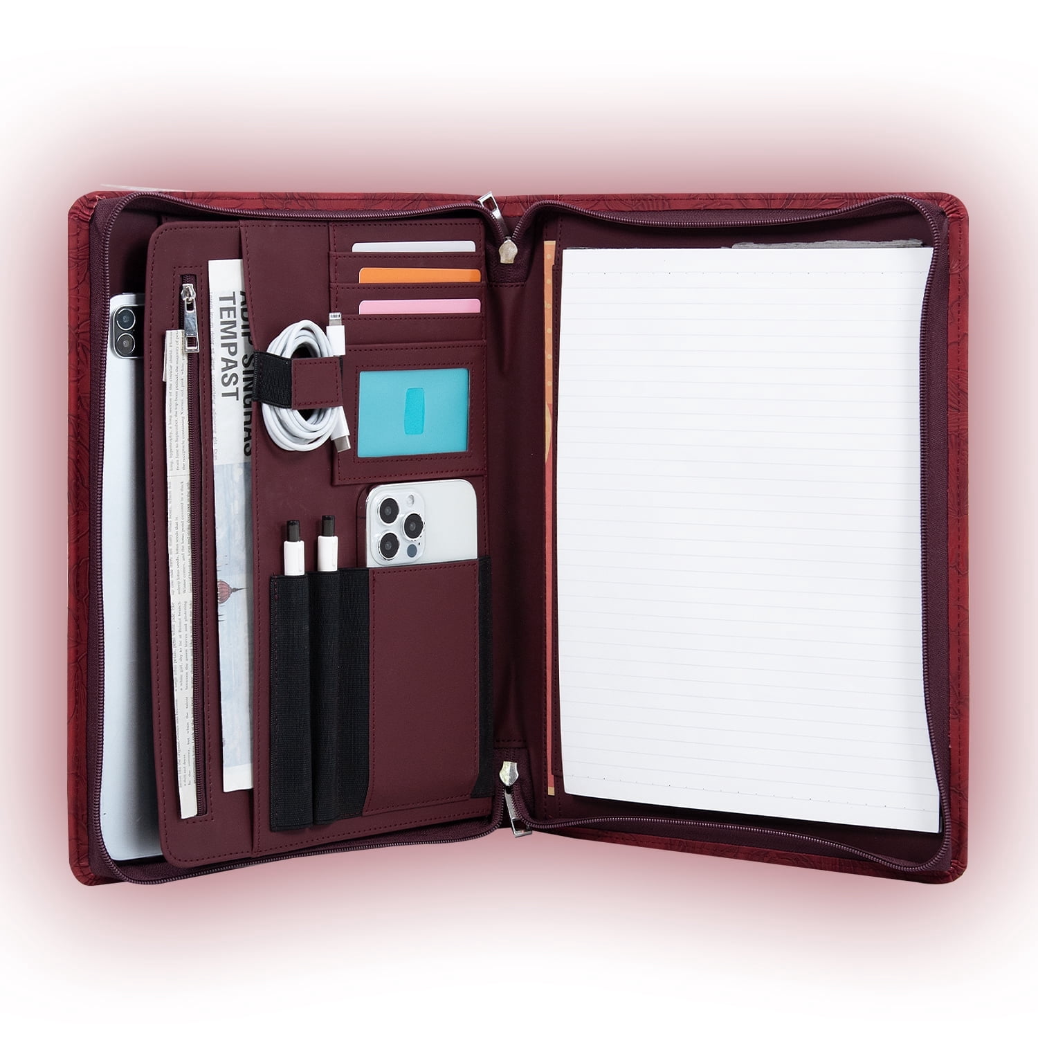 Tortoiseshell Red Zipper File Folder, Business Storage Box, With 12.9 ...