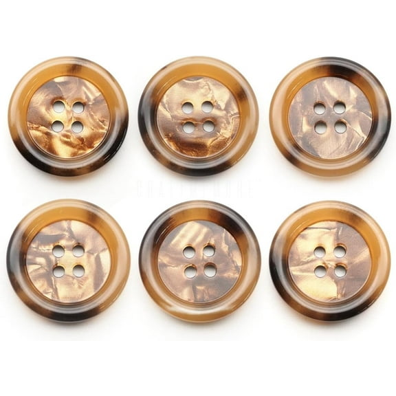 Tortoiseshell Resin Buttons 4 Holes Button for Garment Sewing Men's Suit DIY Crafts TG47 (18mm Brown, 12pcs)