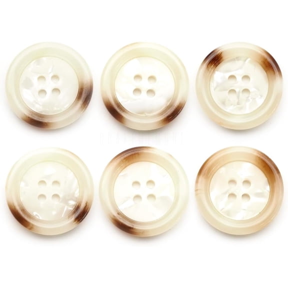Tortoiseshell Resin Buttons 4 Holes Button for Garment Sewing Men's Suit DIY Crafts TG47 (25mm White, 12pcs)