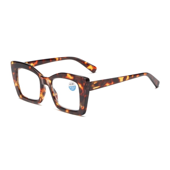 Tortoiseshell Thick Oversize Square Reading Glasses 1.50 for Women and Men, Blue Light Blocking Spring Hinge Readers +1.50