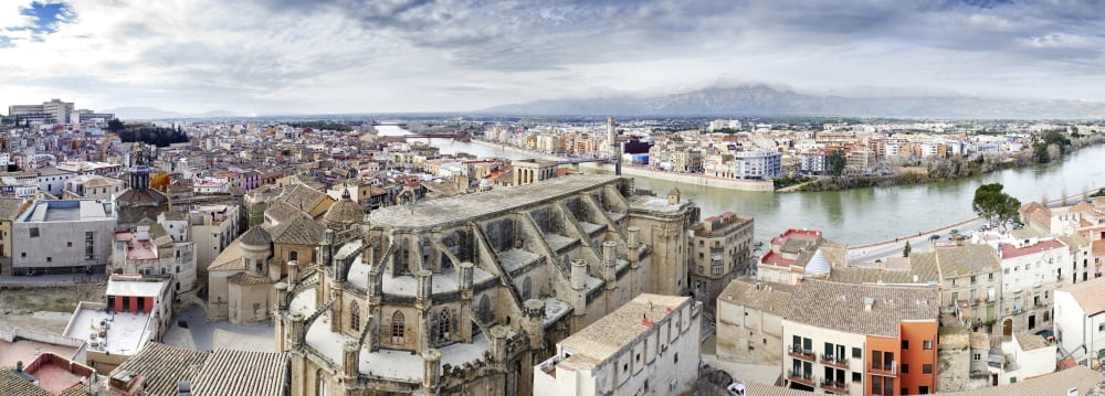 Tortosa on the Ebro River Province of Tarragona Catalogne Spain Canvas Art - Panoramic Images (36 x 12)