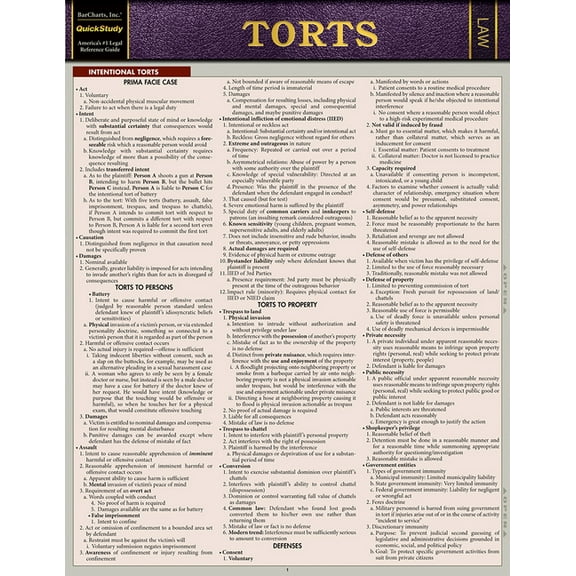 Torts : QuickStudy Laminated Reference Guide (Other)
