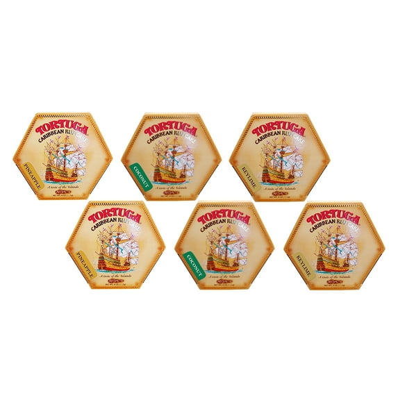 Tortuga Caribbean Rum Cake 4 oz Pineapple, Coconut, Key Lime 6 Pack