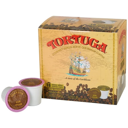 Tortuga Gourmet Single Serve Caribbean Coffee - 18 Single Serve Cups - Rum Cream Flavor