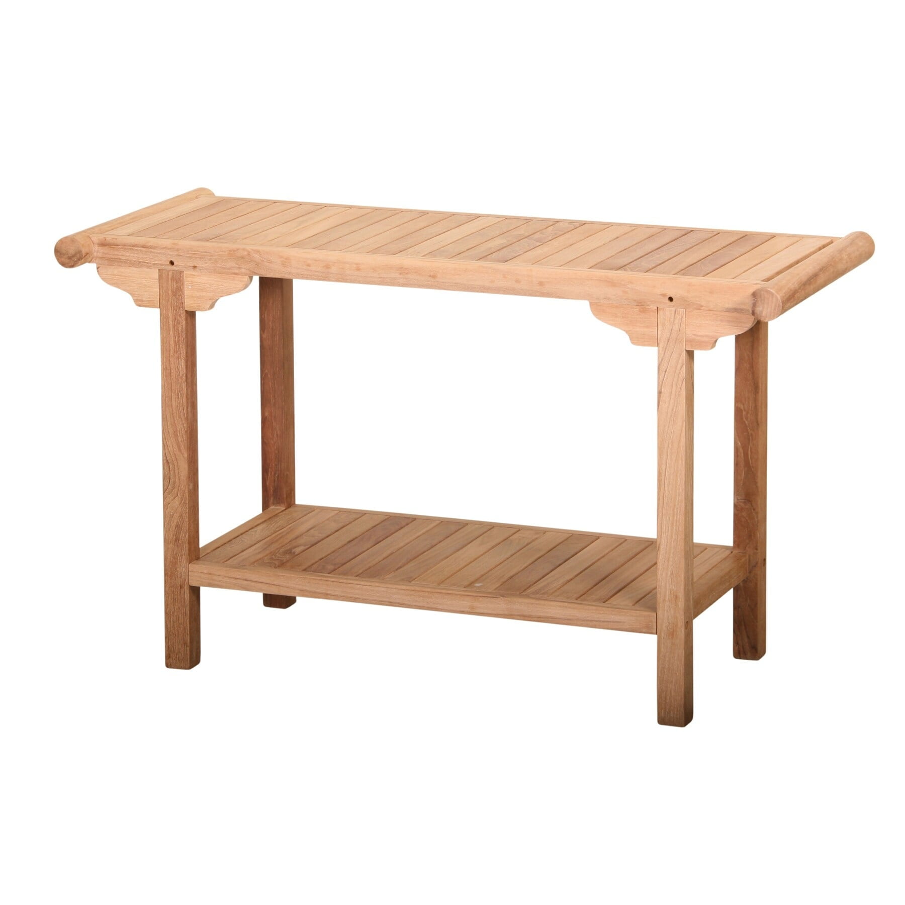 Tortuga Outdoor Jakarta Teak Outdoor Console Table with Storage Shelf - 51" L x 30" H x 17.5" W