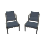 Tortuga Outdoor Lakeview Aluminum Chair Set with 2 Chairs & 2 Ottomans, Navy Fabric