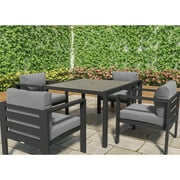 Tortuga Outdoor Lakeview Aluminum Modern 5 Piece Dining Set with Table and 4 Chairs, Charcoal Fabric