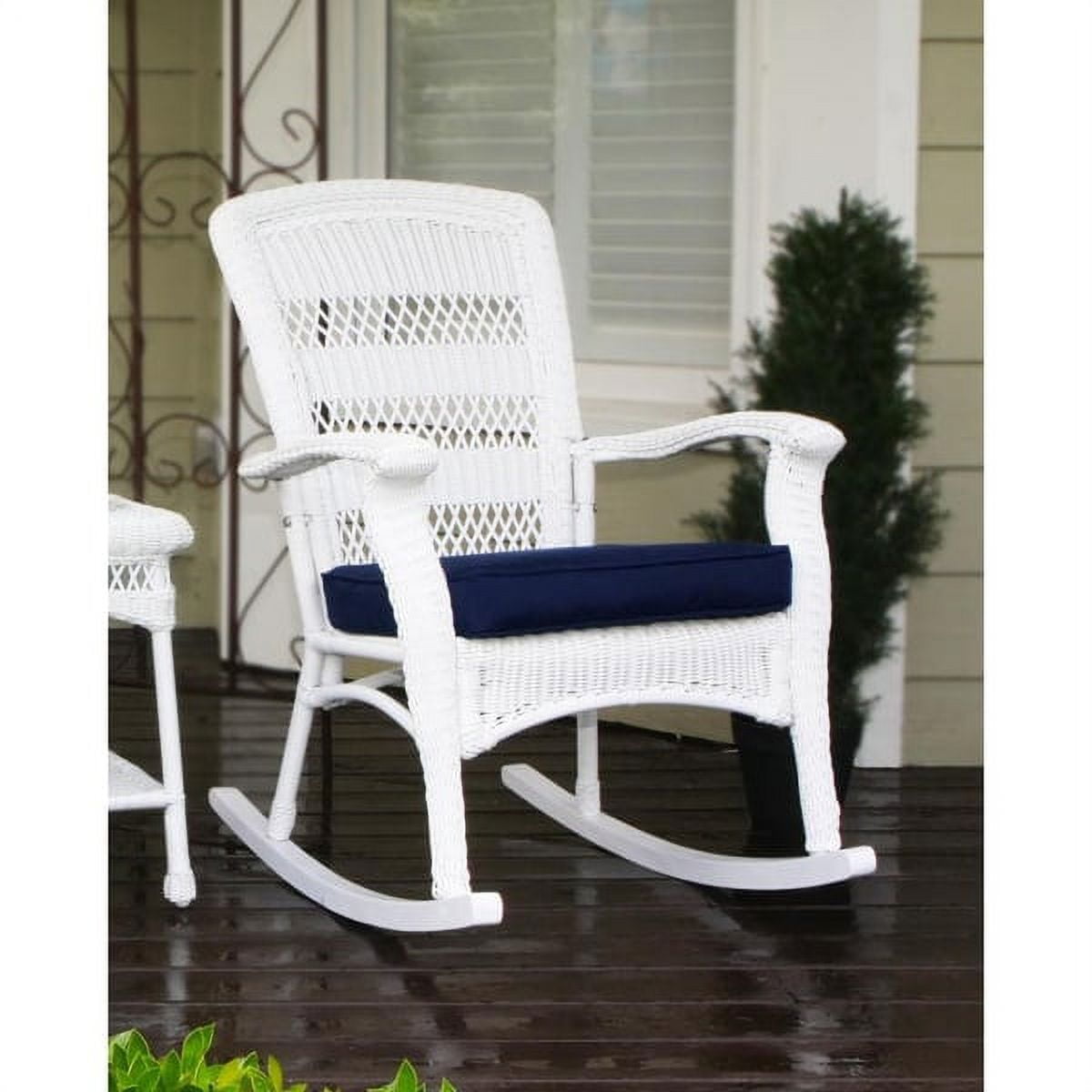 Tortuga Outdoor Portside Coastal White Resin Wicker Rocking Chair with