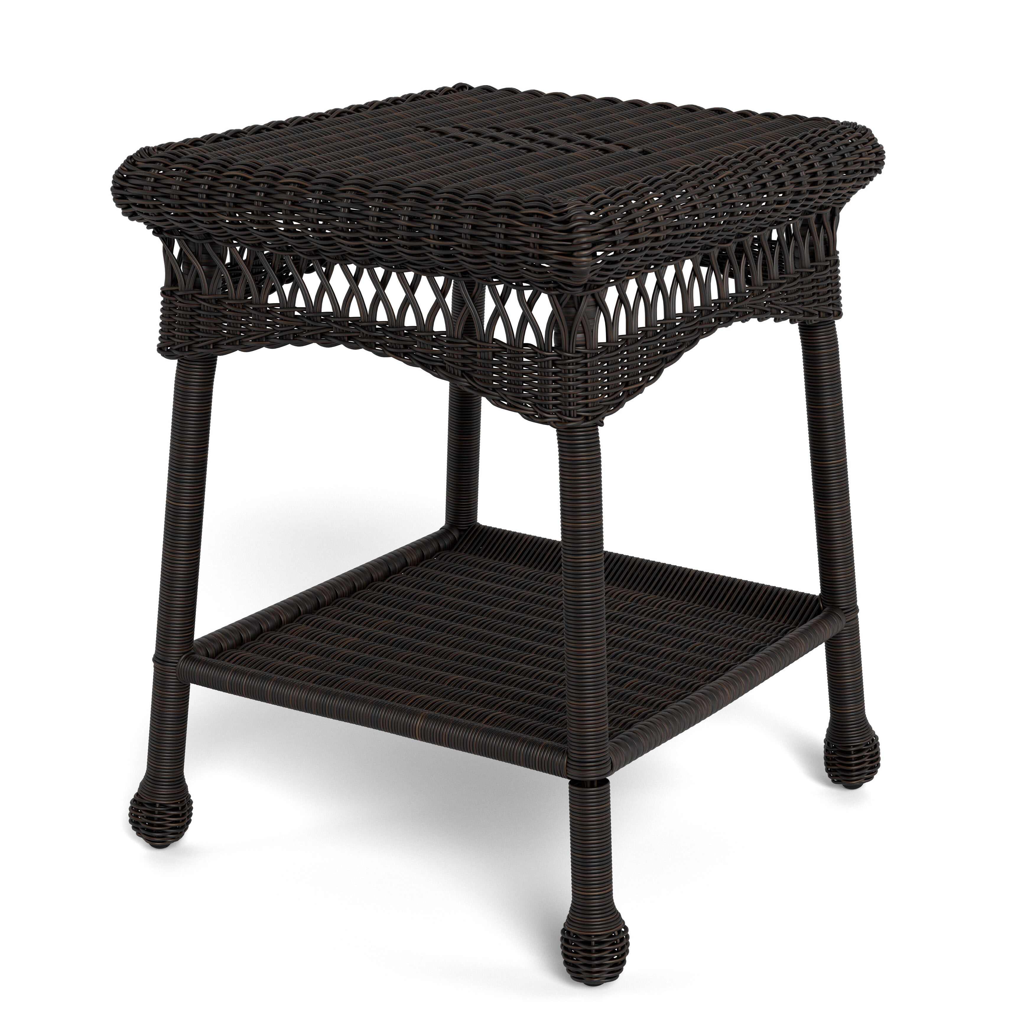 Portside Dark Roast Woven Resin Wicker Outdoor Side Table