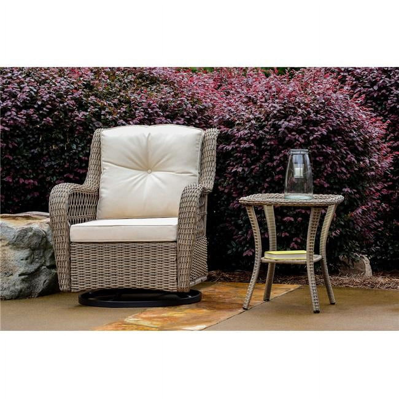 Rio Vista Beige Cushioned Brown Wicker Outdoor Glider Chair Set