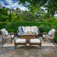 thumbnail image 1 of Tortuga Outdoor Rio Vista Sandstone Outdoor Wicker Patio Set with Fire Table and Side Table (7-Piece), 1 of 4