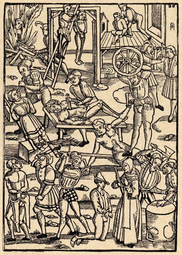 Torture And Execution Methods In The Middle Ages From Sveriges Historia By Otto Sjogren Published Malmo 1938 Canvas Art - Ken Welsh Design Pics (12 x 17)