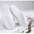 Torubia 10 Pairs Waffle Closed Toe White Spa Slippers Hotel Slippers