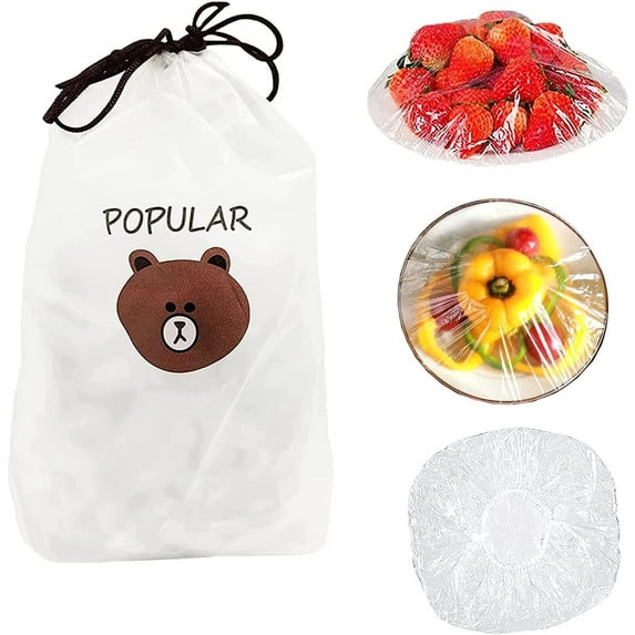 Torubia Fresh Keeping Bags 100 Pcs, Reusable Elastic Food Storage Covers, Plastic Adjustable Sealing Bowl Lids, Fresh Keeping Caps, Stretch Wrap Food Covers for Outdoor Picnic Kitchen