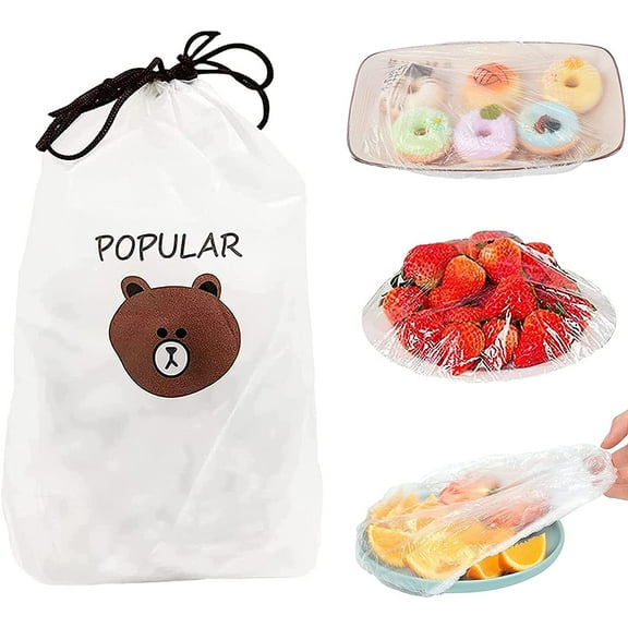 GIXUSIL Fresh Keeping Bags, Reusable Elastic Food Storage Covers Food Grade Stretchable Food Covers for Leftover And Meal Prep Universal Kitchen Wrap Seal Caps (100pcs)