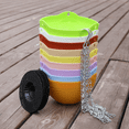 thumbnail image 1 of GIXUSIL Hanging Planters, 7Pcs Plastic Colorful Hanging Pots, 8" Hanging Flower Pots, Hanging Plant Pots Baskets with Drainage Plugs, Water Barrier and Hanging Chains, 1 of 5