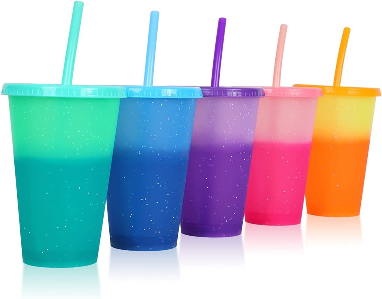 TORUBIA Color Changing Cups Tumblers with Lids Straws - 6 Reusable