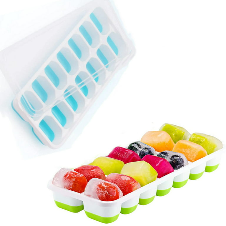Silicone Ice Trays For Freezer, Stackable Ice Cube Tray With Lid