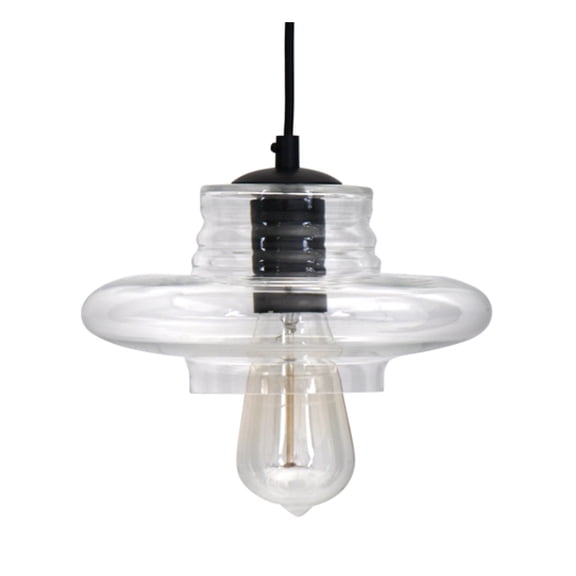 Torus Saucer Industrial Pendant with Clear Glass by LumiSource Clear + Glass