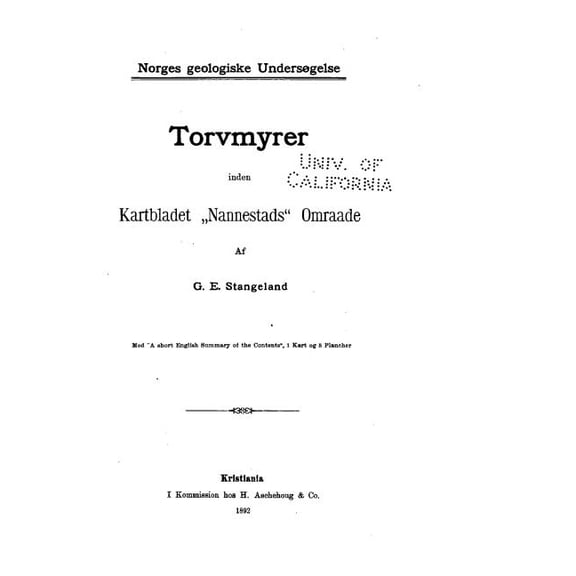 Torvmyrer inden kartbladet Nannestads omraade (Paperback)