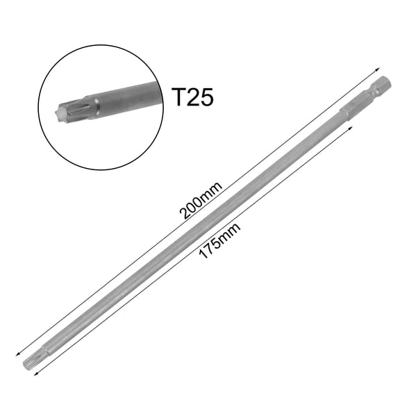 Torx Alloy Steel Screwdriver Bit T20 T25 T30 T15 1/6Pc 200Mm Industry Super Hard Practical To Use High Quality T25 Smile Home