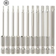 Tonsiki 11pcs Torx Bit Set, Tamper Proof Security Torx Bit, Magnetic Impact 6 Point Star Torx Screwdriver Bit Set T6-T40