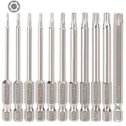 Tonsiki 11pcs Torx Bit Set, Tamper Proof Security Torx Bit, Magnetic Impact 6 Point Star Torx Screwdriver Bit Set T6-T40