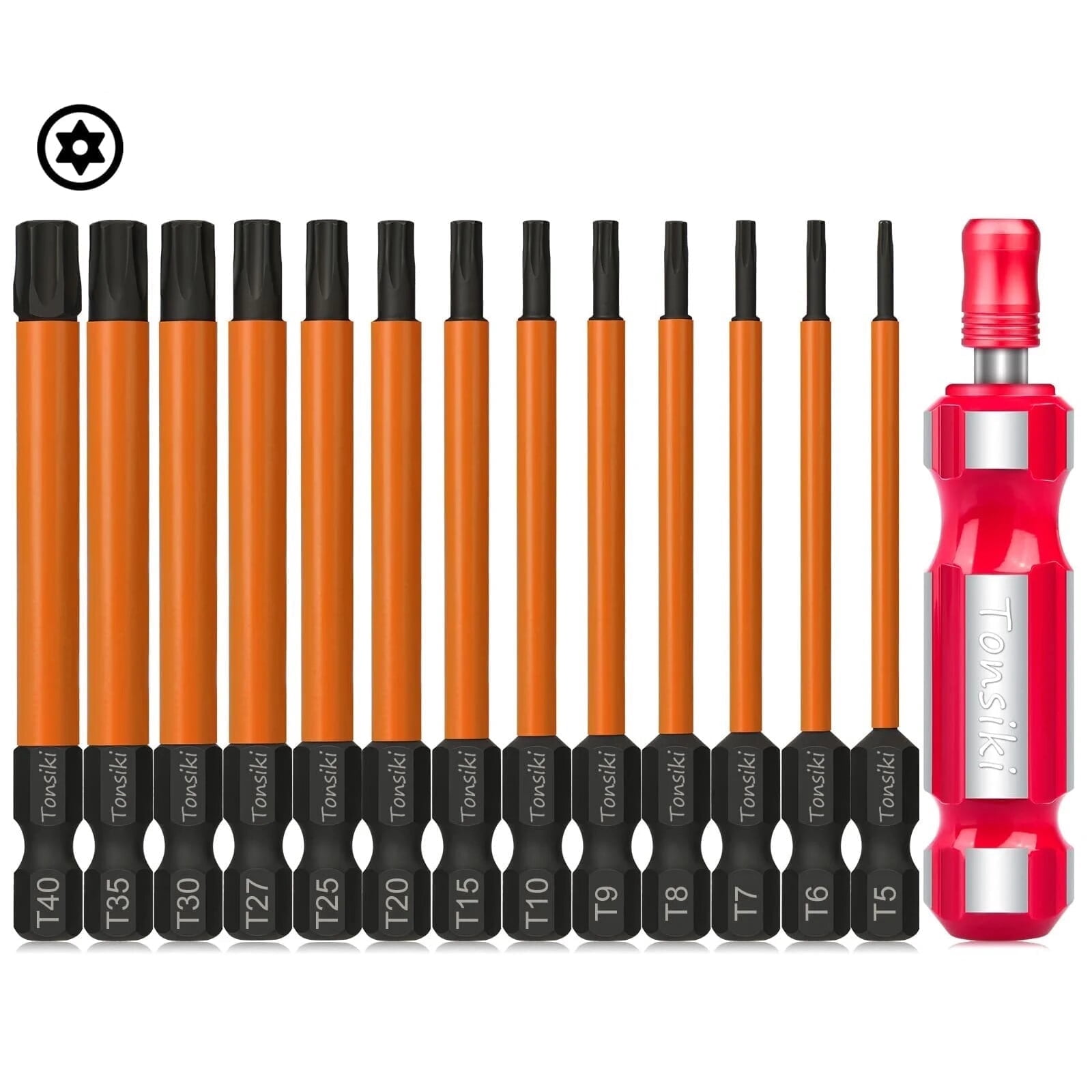 Star Bit Kit Torx Bit Set with 1/4 inch Magnetic Bit Driver,Tonsiki 13PCS Security ...