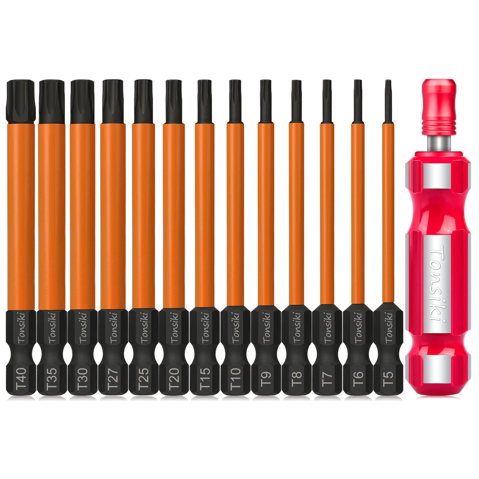 Torx Bit Set with 1/4 inch Bit Driver,Tonsiki 13PCS Security