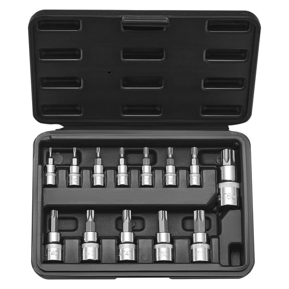 Torx Bit Socket Set 13-Piece Star T8 - T60 Set S2 Alloy Steel and Cr-V Steel