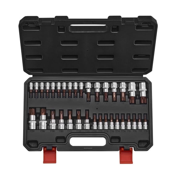 Torx Bit Socket Set 34-Piece - T70 Star & Tamper Proof Sockets, 1/4", 3/8", 1/2" Drive, Alloy Steel, with Storage Case