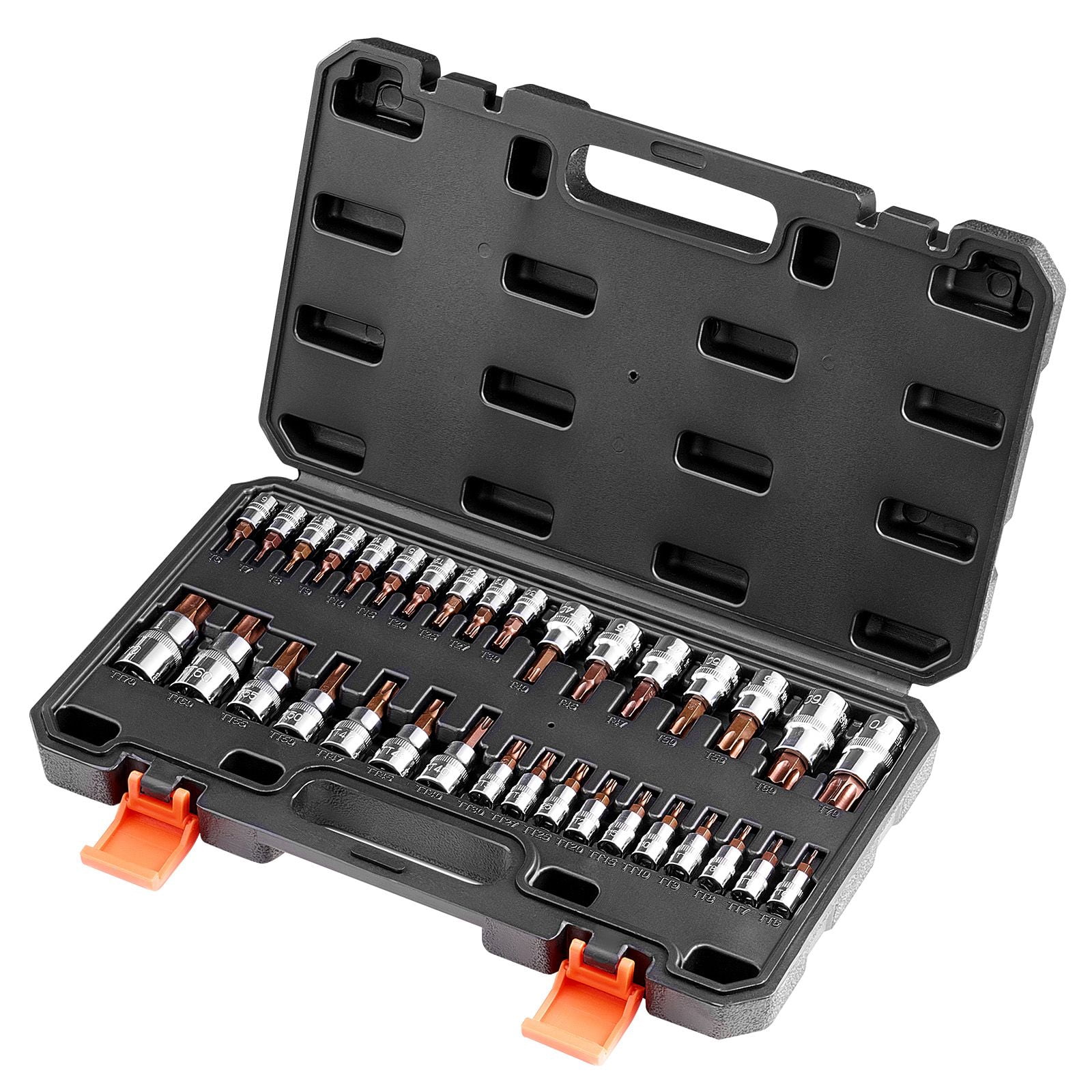 Torx Bit Socket Set 34-Piece TT6-TT70 S2 Alloy Steel CRV Chrome-Plated Tamper Proof with Storage Case for Automotive Repair
